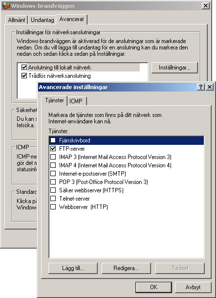 FTP-serverinställningar i Windowsbrandväggen